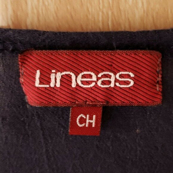 Lineas  Boho Gauzy Navy 3/4 Sleeve Tunic Small - Picture 6 of 7